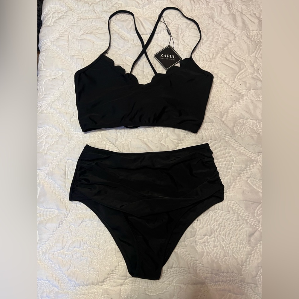 Black swim two piece